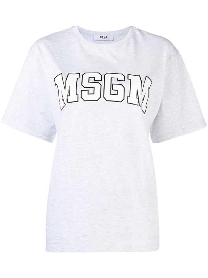 Msgm Oversized Logo T-shirt - Grey