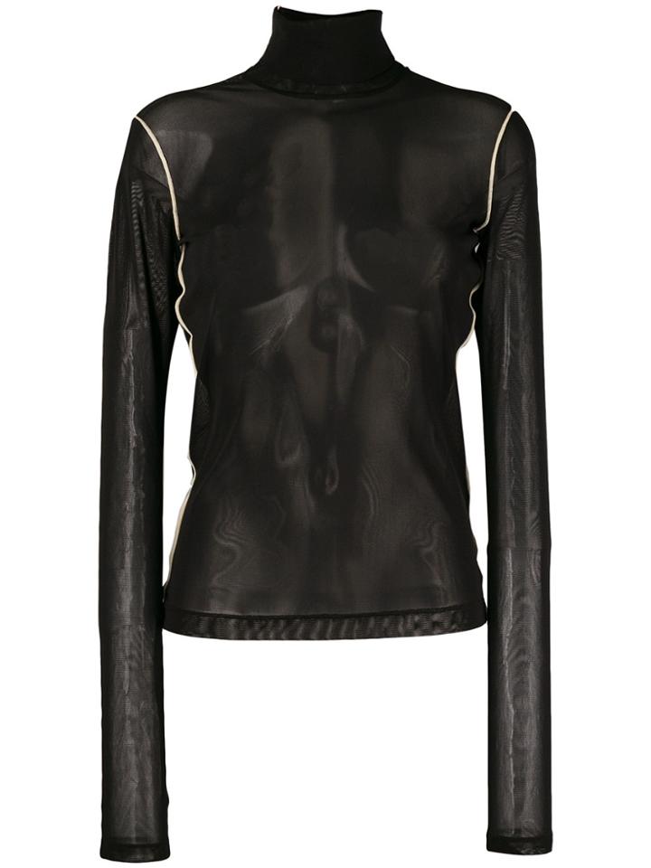 Helmut Lang Roll Neck Sheer Top - Black