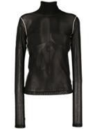 Helmut Lang Roll Neck Sheer Top - Black
