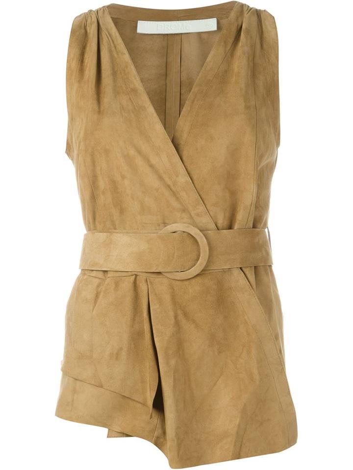 Drome Belted Wrap Waistcoat, Women's, Size: Small, Nude/neutrals, Leather