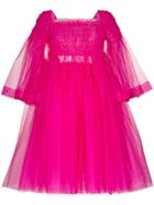 Molly Goddard Pearl Puff-sleeve Tulle Midi Dress - Pink