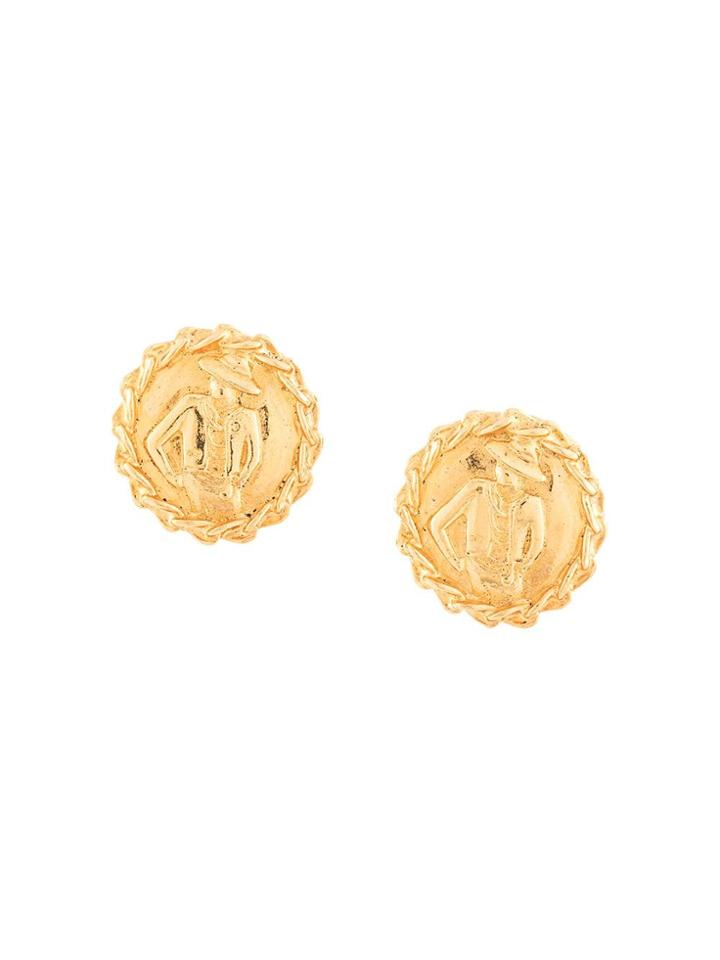 Chanel Vintage Round Mademoiselle Earrings - Gold