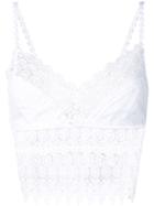 Charo Ruiz Embroidered Lace Crop Top - White