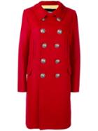 Dsquared2 - Double Breasted Coat - Women - Polyamide/polyester/virgin Wool - 38, Women's, Red, Polyamide/polyester/virgin Wool