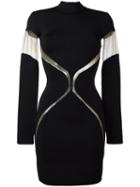 Balmain Sheer Panel Fitted Dress, Women's, Size: 36, Black, Polyamide/viscose