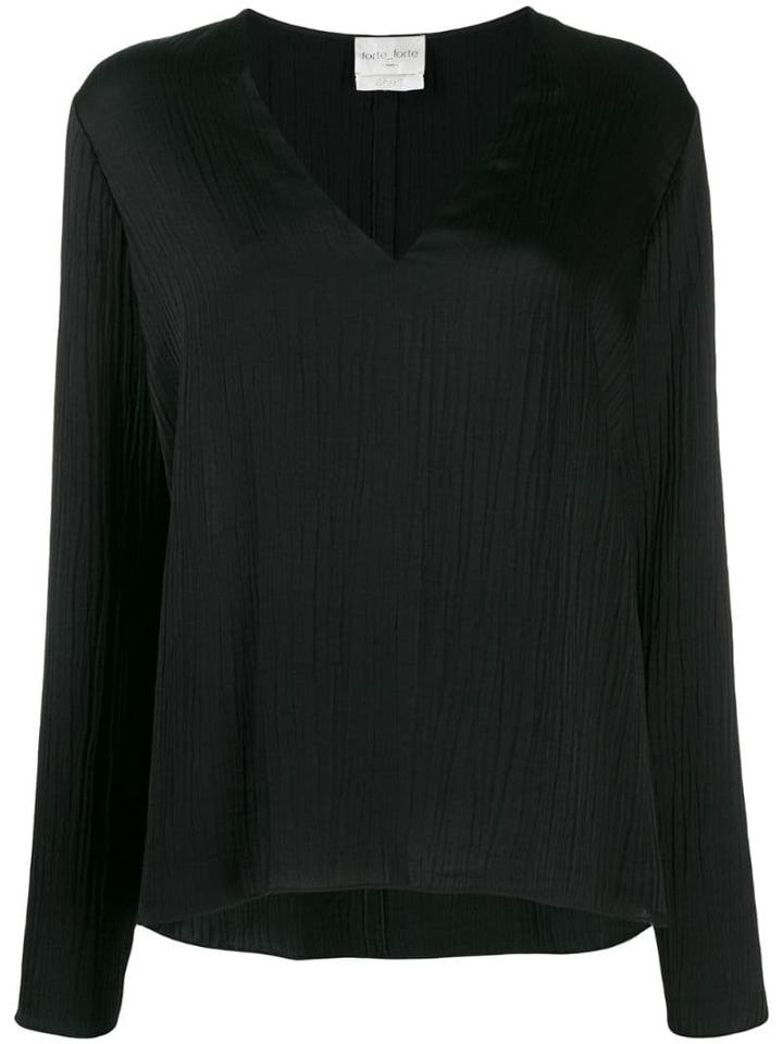 Forte Forte V-neck Ribbed Blouse - Black