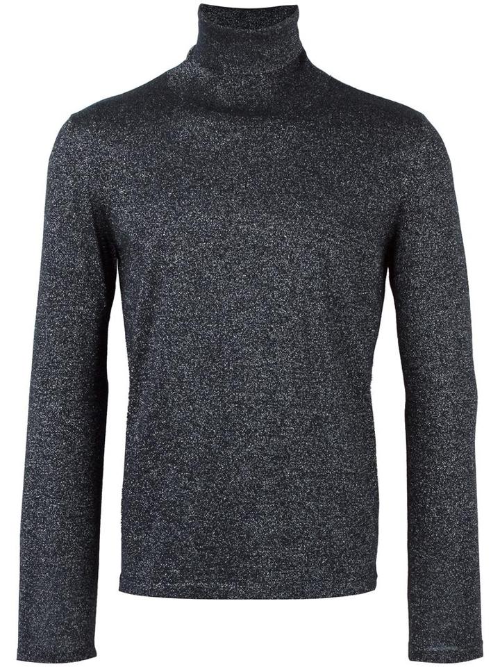 Pal Zileri Metallic Roll Neck Jumper, Men's, Size: 50, Blue, Polyamide/merino/lurex