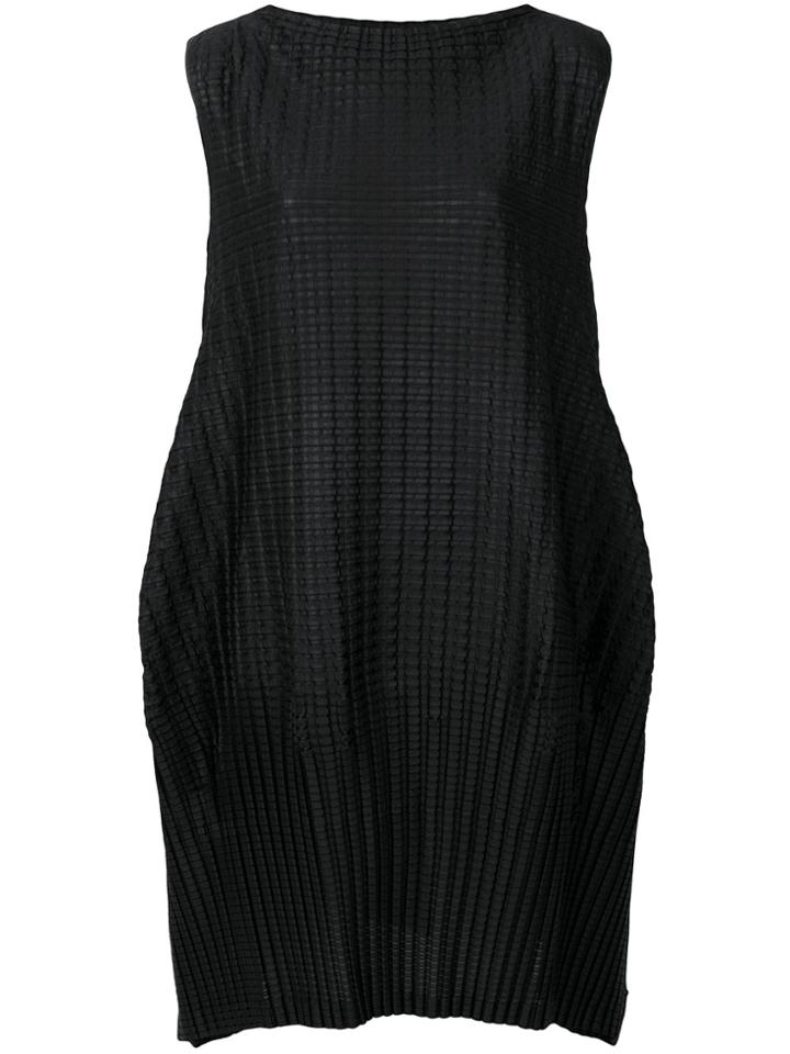 Pleats Please By Issey Miyake Sleeveless Pleated Shift Dress - Black
