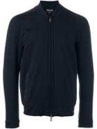 Giorgio Armani Bomber Style Sweatshirt, Men's, Size: 54, Blue, Viscose/polyamide/spandex/elastane