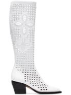 Chloé White Reilly Cut Out Leather Boots