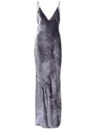Fleur Du Mal Velvet 'bias' Slip Dress, Women's, Size: 8, Grey, Polyamide/polyester/spandex/elastane