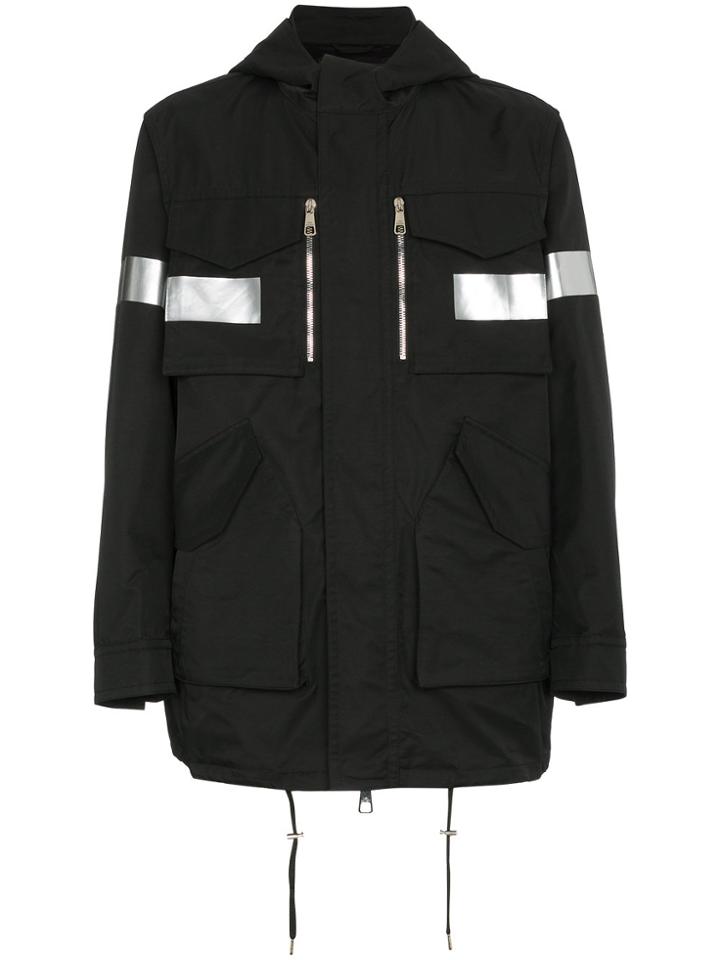 Neil Barrett Reflective Hooded Parka - Black