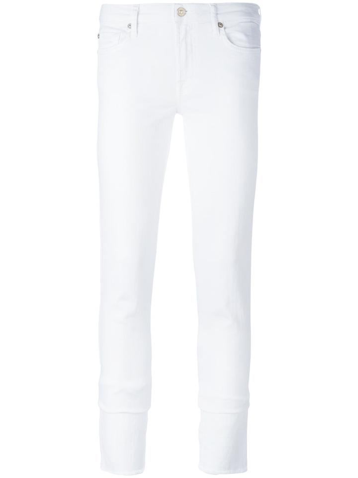 7 For All Mankind Slim Fit Jeans, Women's, Size: 29, White, Cotton/spandex/elastane
