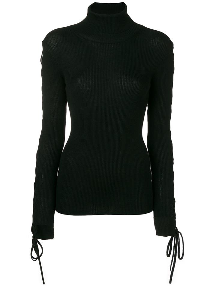 P.a.r.o.s.h. Laced Sleeve Turtleneck Sweater - Black
