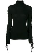 P.a.r.o.s.h. Laced Sleeve Turtleneck Sweater - Black