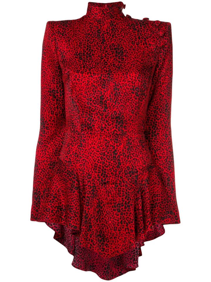 Alessandra Rich Longsleeved Spotted Blouse - Red