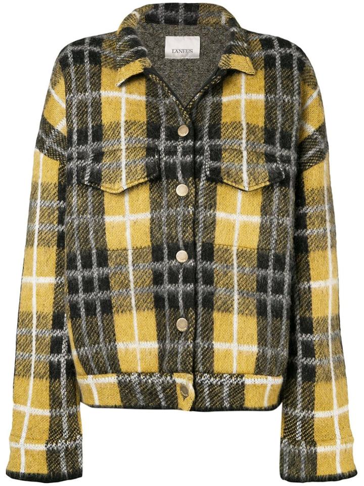 Laneus Check Print Buttoned Jacket - Yellow