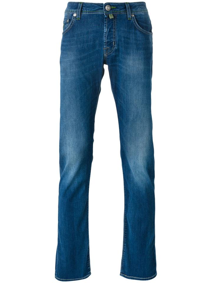 Jacob Cohen Stonewashed Slim-fit Jeans, Men's, Size: 38, Blue, Cotton/polyester/spandex/elastane/viscose