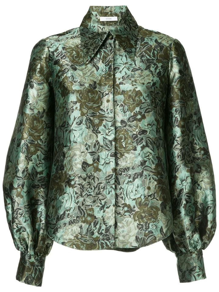 Erdem Floral Print Bell Sleeve Shirt - Green