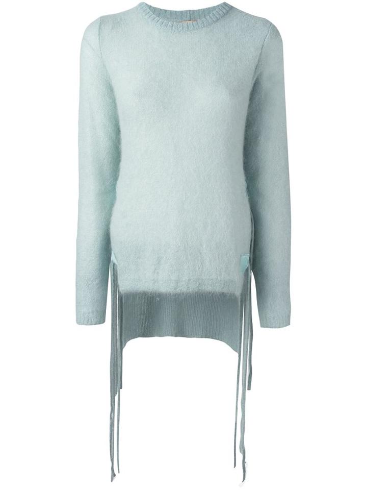 No21 High Low Hem Jumper, Women's, Size: 44, Green, Polyamide/mohair/wool