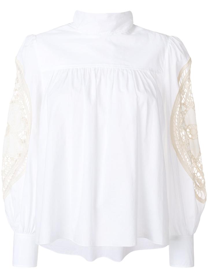 See By Chloé Lace-trimmed Gathered Blouse - White