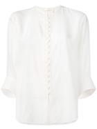 Chloé - Collarless Delicate Buttoned Blouse - Women - Silk - 42, White, Silk