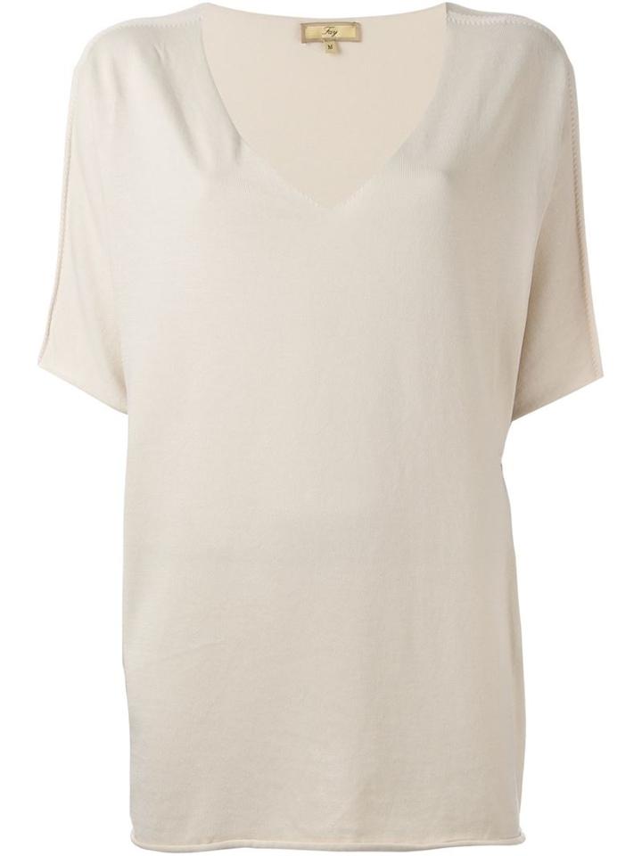 Fay V-neck Knit Top, Women's, Size: M, Nude/neutrals, Cotton