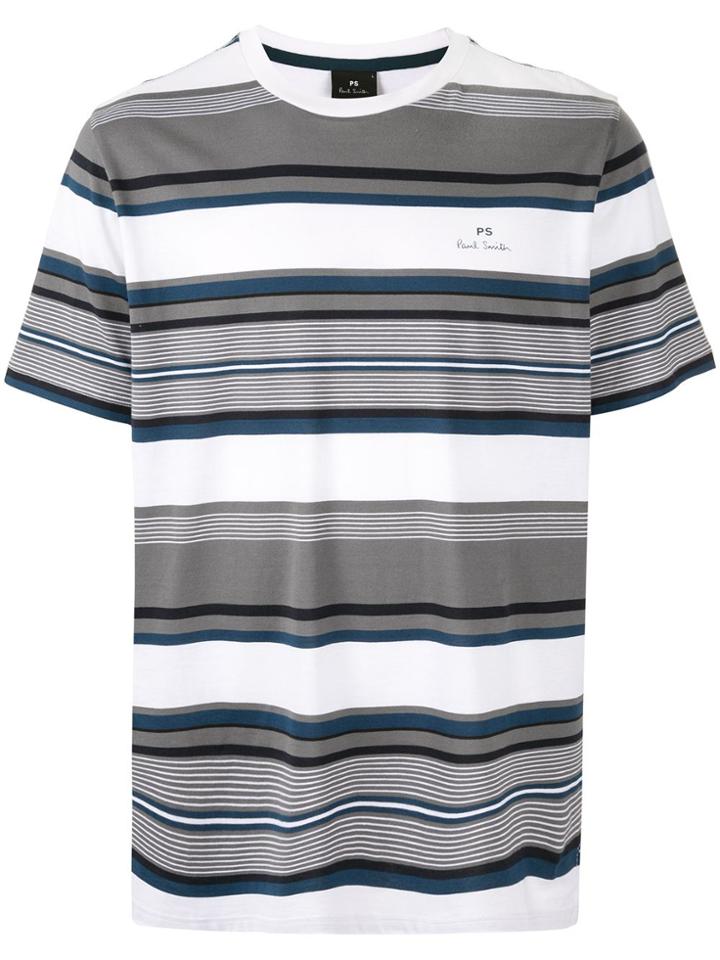 Ps Paul Smith Striped Short Sleeve T-shirt - White