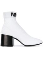 Mm6 Maison Margiela Logo-print Sock Ankle Boots - White