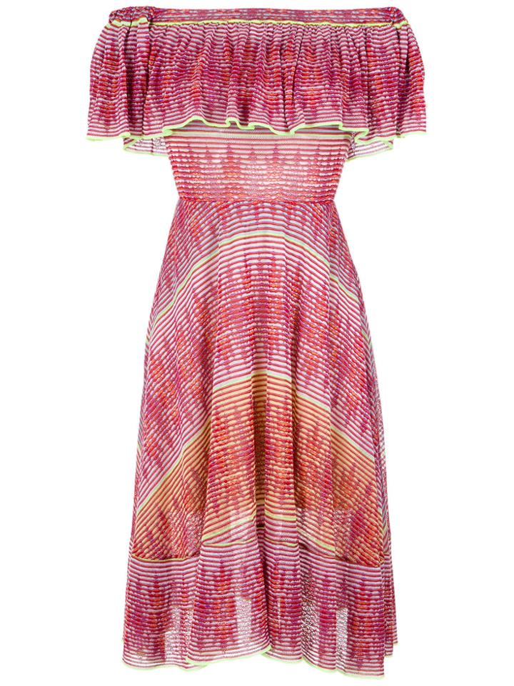 Cecilia Prado Knitted Off The Shoulder Dress - Pink & Purple