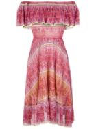Cecilia Prado Knitted Off The Shoulder Dress - Pink & Purple