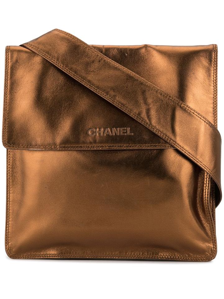 Chanel Pre-owned Embossed Logo Cross Body Bag - Gold