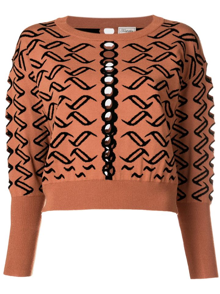 Temperley London Patterned Cropped Jumper - Yellow & Orange