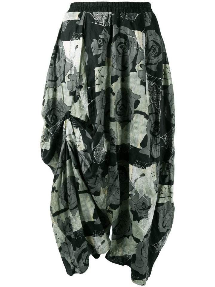 Barbara Bologna Rose Print Drop-crotch Trousers - Black