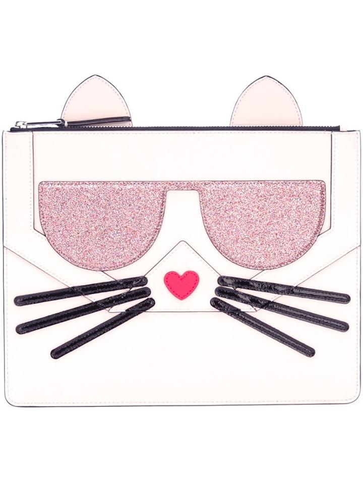 Karl Lagerfeld Choupette Clutch Bag, Women's, Pink/purple