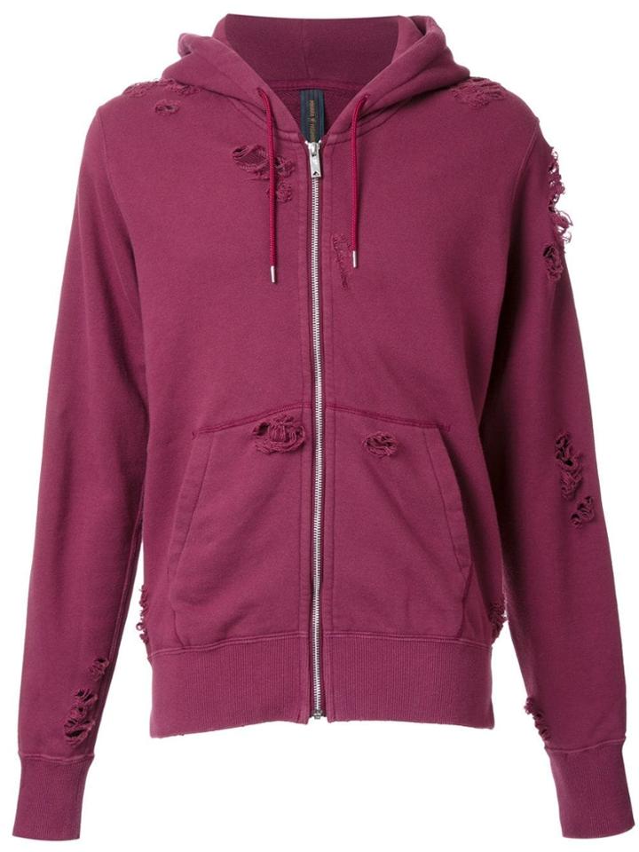 Maison Mihara Yasuhiro Distressed Zip Hoodie - Red