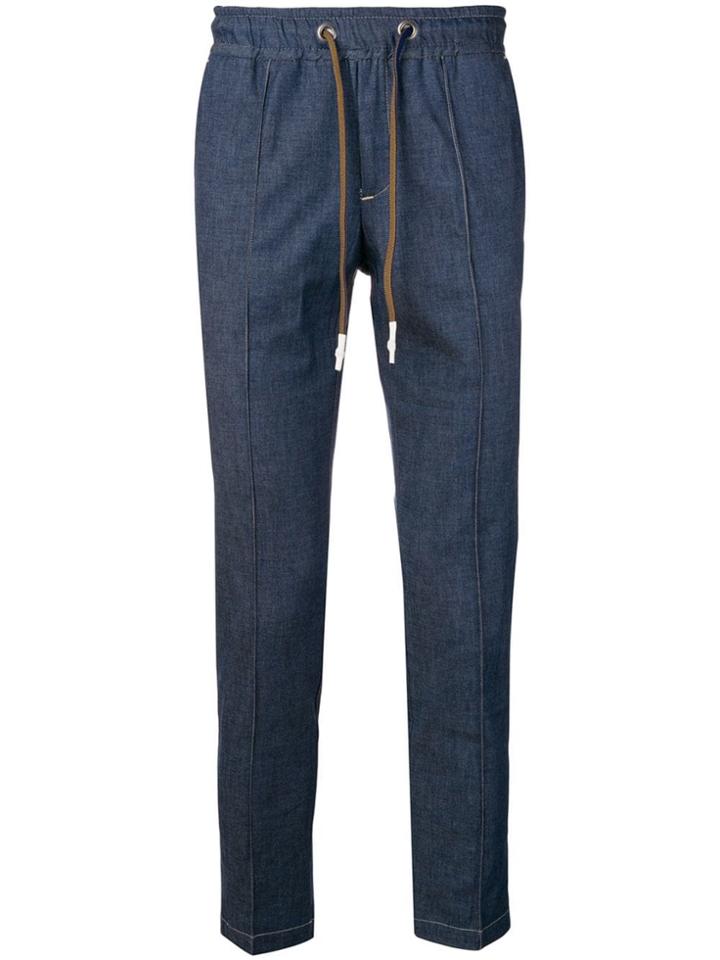 Entre Amis Drawstring Denim Trousers - Blue