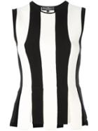 Salvatore Ferragamo Striped Knit Top, Women's, Size: Small, Black, Virgin Wool