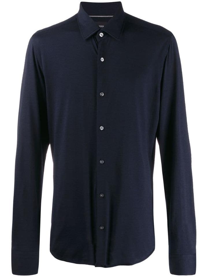 Boss Hugo Boss Plain Fitted Shirt - Blue