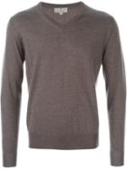 Canali V-neck Sweater, Men's, Size: 56, Brown, Merino