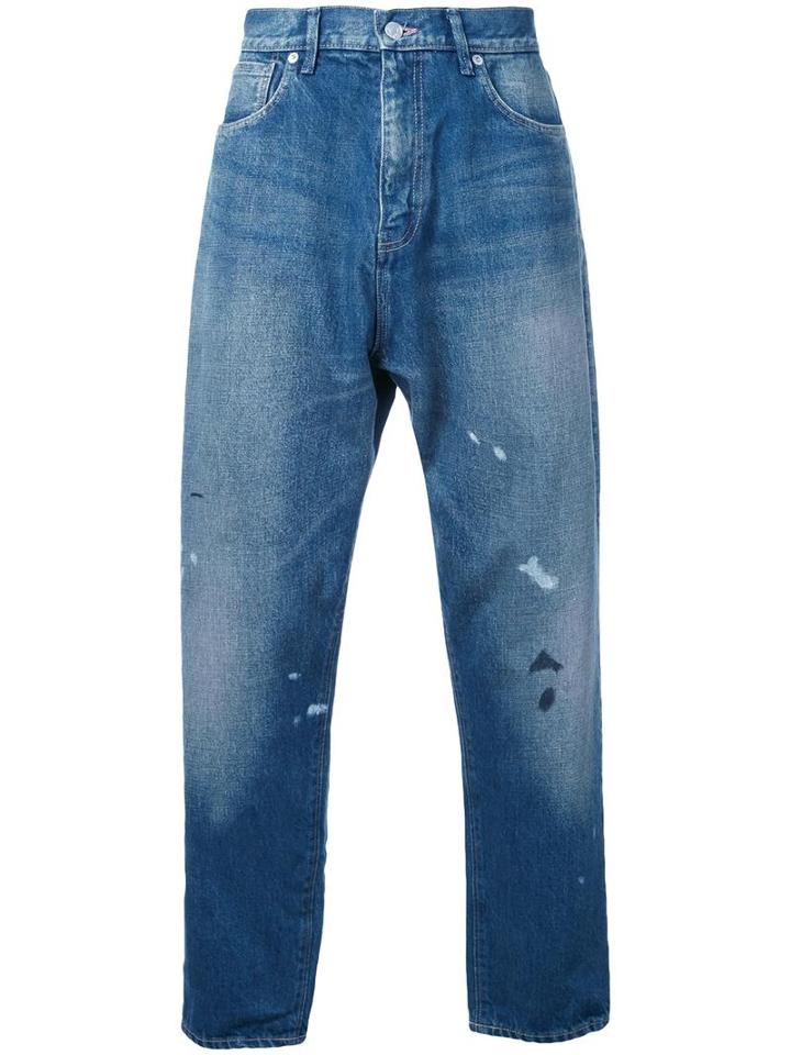 Bedwin & The Heartbreakers Splattered Tapered Jeans, Men's, Size: 4, Blue, Cotton