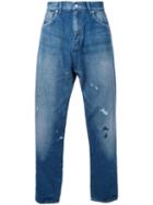 Bedwin & The Heartbreakers Splattered Tapered Jeans, Men's, Size: 4, Blue, Cotton
