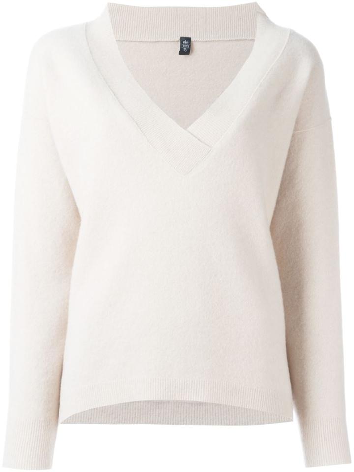 Eleventy V-neck Jumper, Women's, Size: Large, Nude/neutrals, Polyamide/spandex/elastane/wool