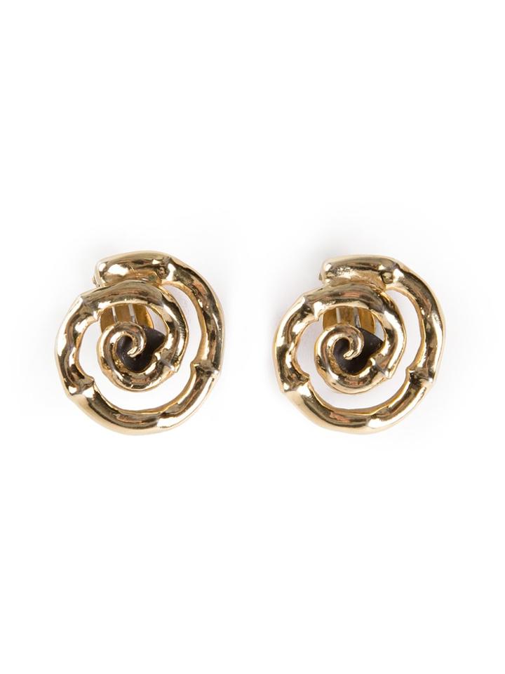 Yves Saint Laurent Vintage Bamboo Spiral Earrings - Metallic