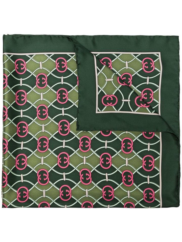 Gucci Interlocking G Rhombus Print Scarf - Green