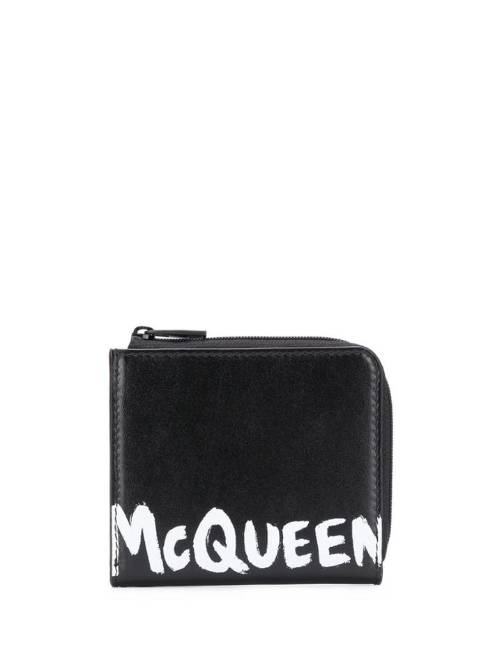 Alexander Mcqueen Logo Print Zipped Wallet - Black