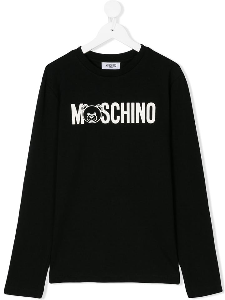 Moschino Kids Teddy Logo Print Top - Black