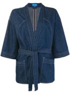 Mih Jeans Tie Waist Kimono Jacket - Blue