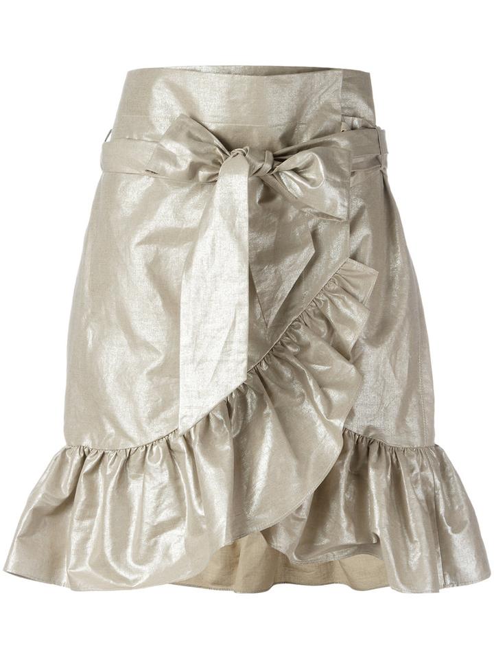 Isabel Marant Ruffled Skirt, Women's, Size: 40, Grey, Cotton/linen/flax