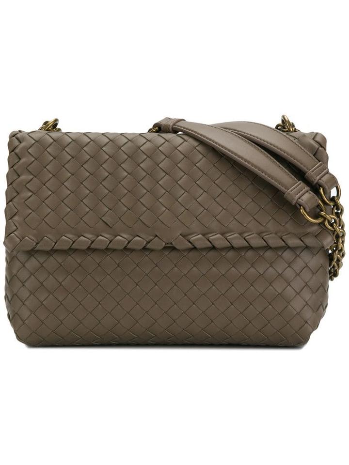 Bottega Veneta Steel Intrecciato Nappa Small Olimpia Bag - Brown